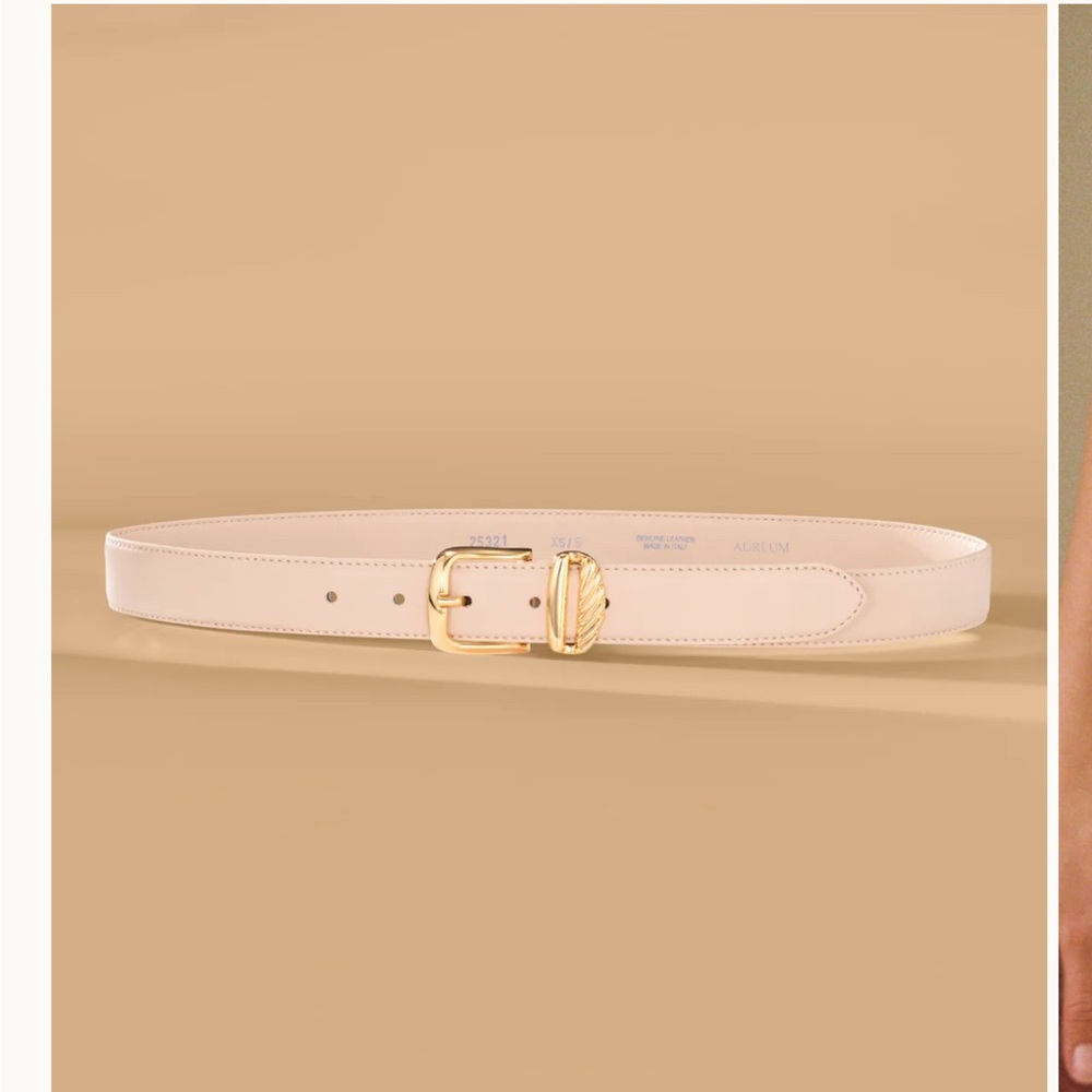 NWT aureum No 3 champagne gold mousse leather belt women’s size xs/s